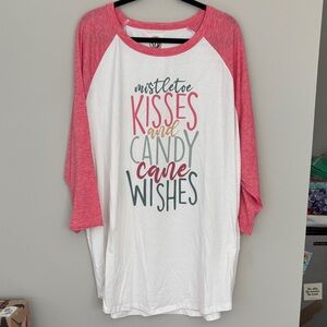 Festive Pink and White Long Sleeve Tee